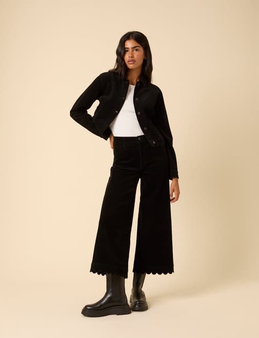 Black Cord Scallop Trim Jacket