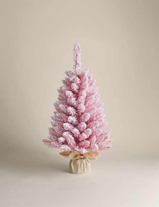 3ft Pre-Lit Pink Snowy Christmas Tree