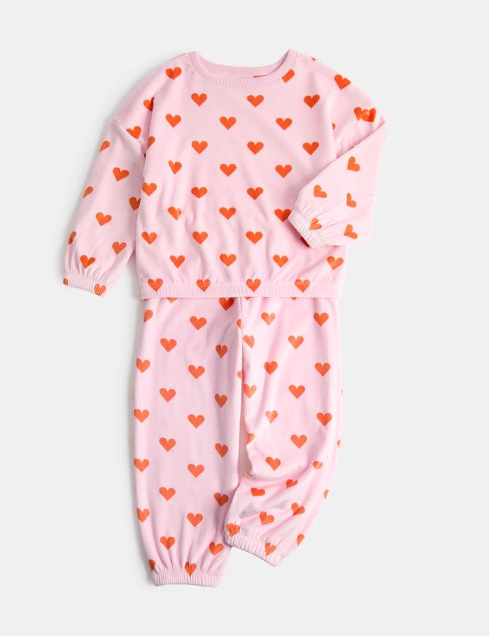 Velour Heart Print Pyjamas (1-8 Yrs)