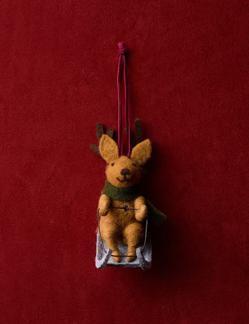 Felt Hanging Reindeer Sleigh Decoration
