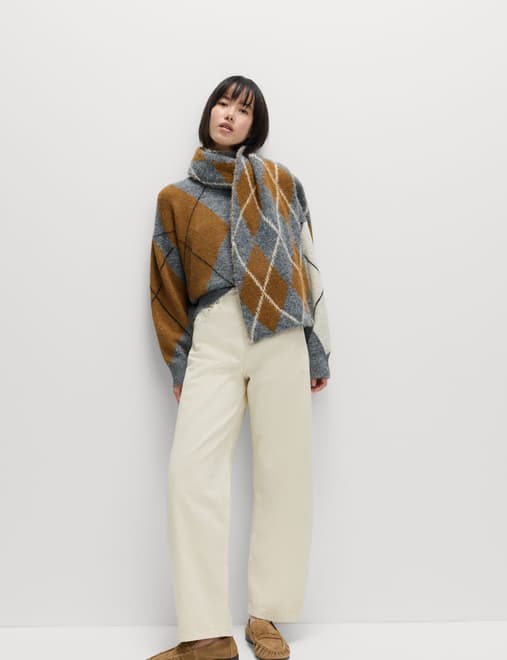 Argyle Relaxed Jumper with Wool