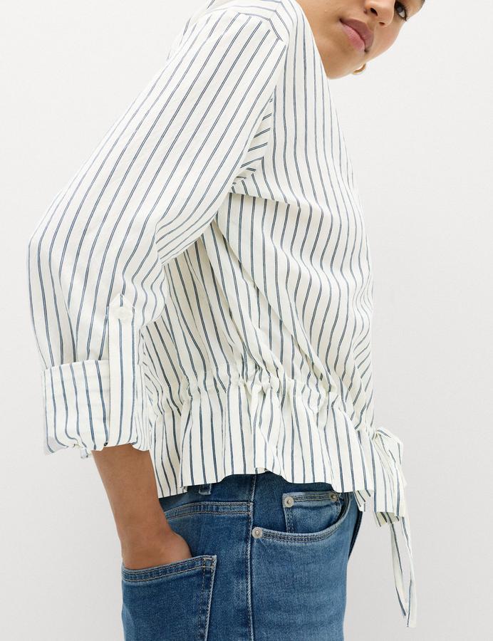 Striped Drawstring Waisted Shirt