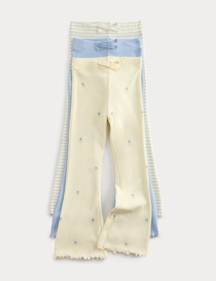 3 Pack Cotton Rich Floral & Striped Leggings (2-8 Yrs)