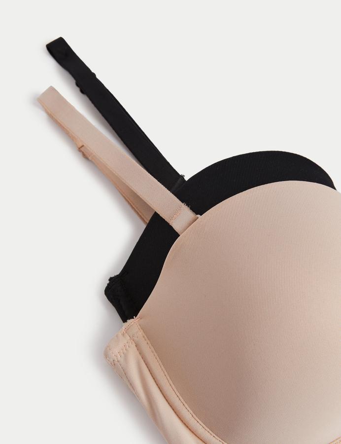 2 Pack Plain Wired Strapless Bra A-E