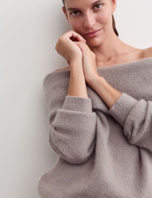Mohair Blend Off The Shoulder Jumper