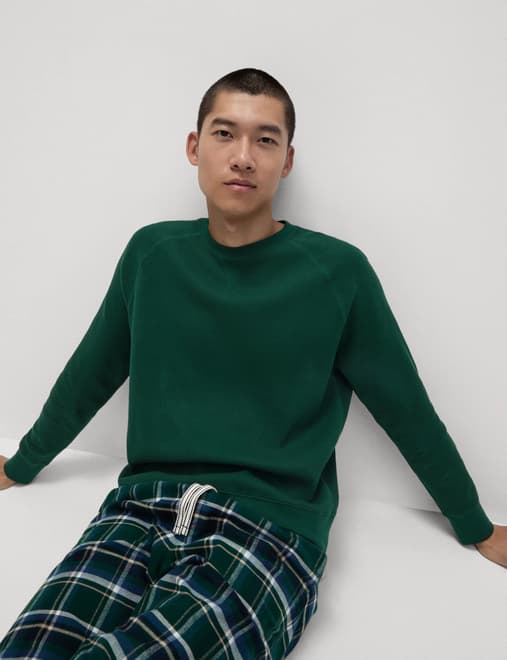 Pure Cotton Waffle Loungewear Sweatshirt