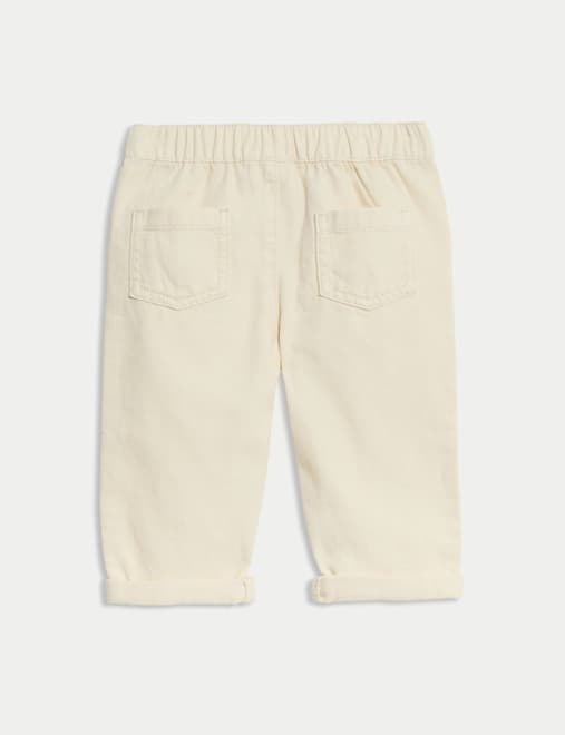 Pure Cotton Elasticated Waist Trousers (0-3 Yrs)