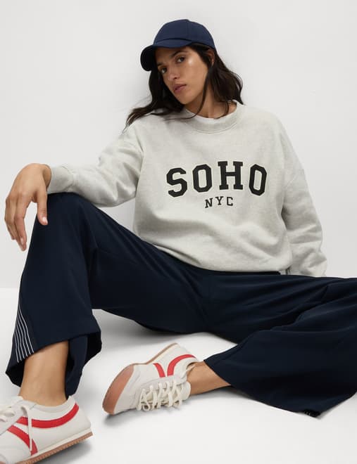 Cotton Rich Slogan Crew Neck Sweat-shirt