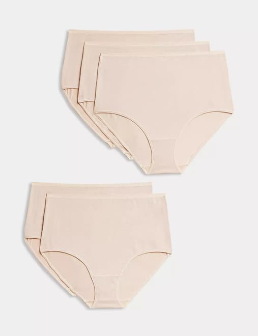 3pk Cotton High Waisted High Leg Knickers, Body by M&S