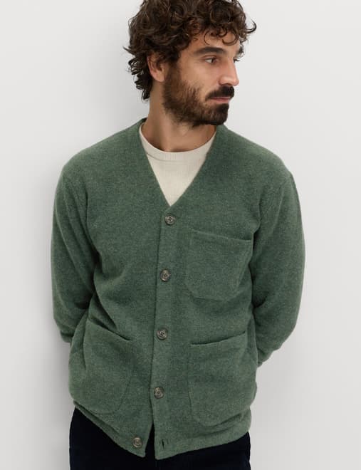 Utility Pocket Knitted Cardigan with Wool