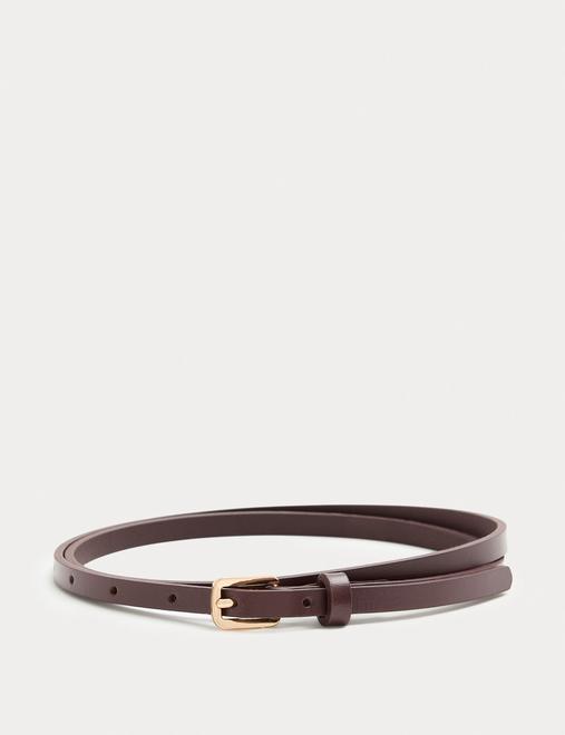 Leather Skinny Buckle Belt