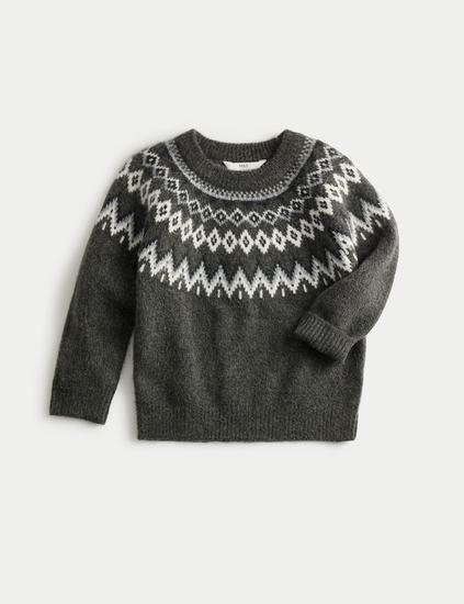 Fair Isle Crew Neck Knitted Jumper (18 Mths-10 Yrs)