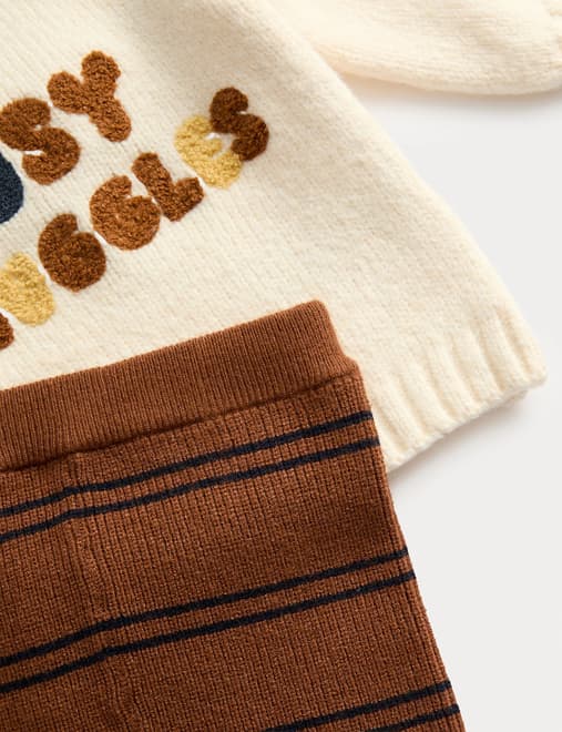 2pc Cotton Blend Cosy Snuggles Knit Outfit (0-3 Yrs)