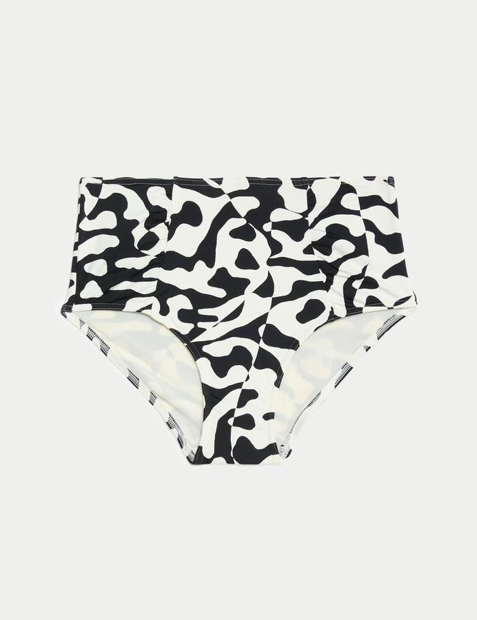 Tummy Control Printed Ruched Bikini Bottoms