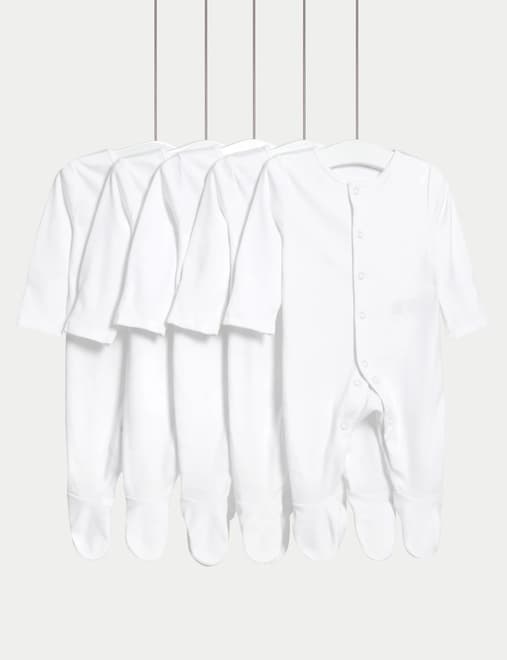 5pk Pure Cotton Strappy Bodysuits (6½lbs-3 Yrs), M&S Collection