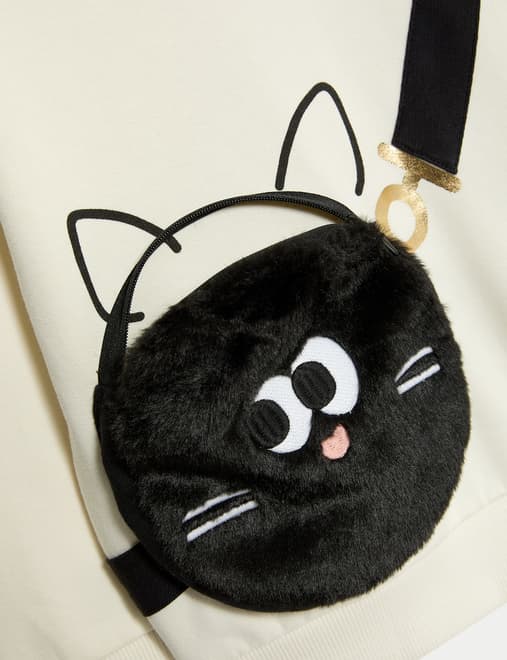 Cotton Rich Halloween Cat Bag Sweatshirt (2-8 Yrs)