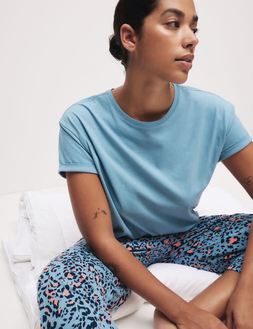 Cotton Rich Printed Cropped Pyjama Set