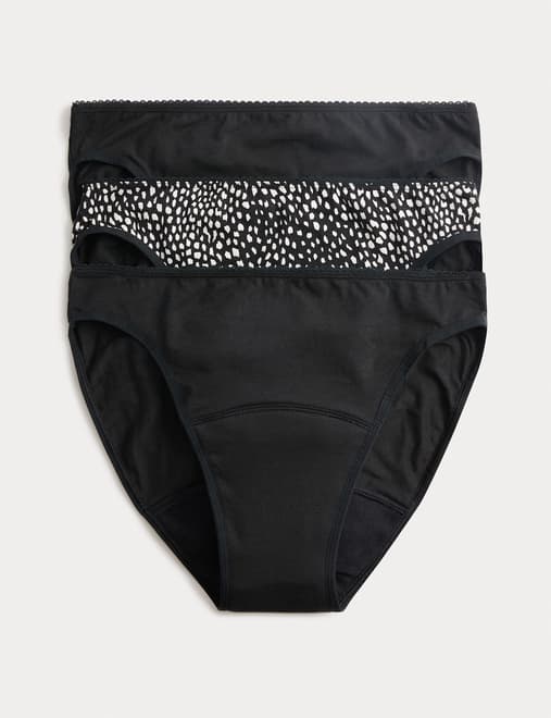 3pk Heavy Absorbency Period High Leg Knickers