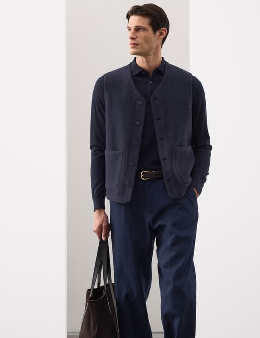 Wool Blend Textured Fleece Gilet