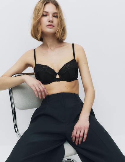 Silk & Lace Wired Balcony Bra