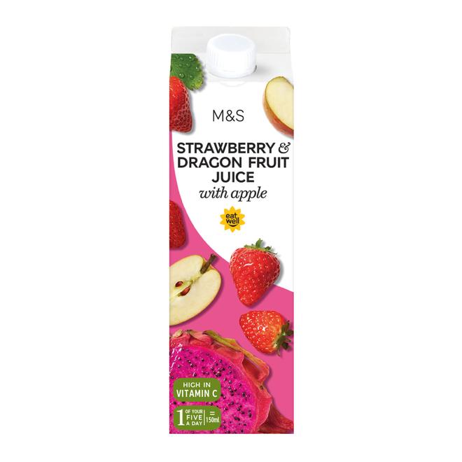 Pressed Strawberry and Dragon Fruit Juice with Apple