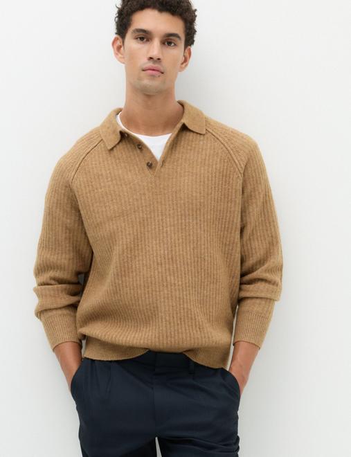 Lofty Relaxed Fit Ribbed Knit Polo Shirt
