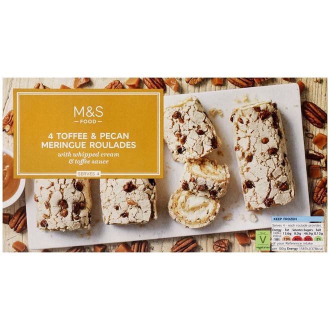 4 Toffee and Pecan Meringue Roulades