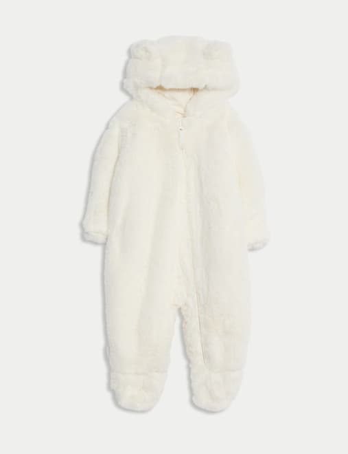 Faux Fur Hooded Pramsuit (0-12 Mths)