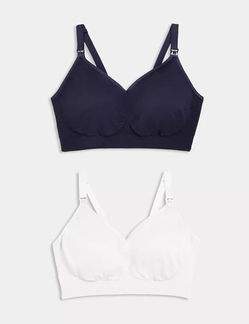 Marks & Spencer Women's 2pk High Impact Non Wired Sports Bra, BLUE MIX, 32  C: Buy Online at Best Price in UAE 