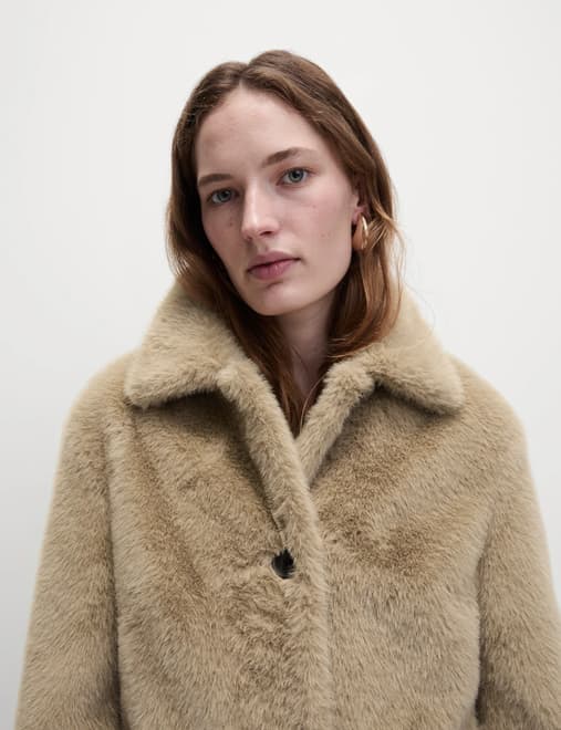 Longline fur collar coat hotsell