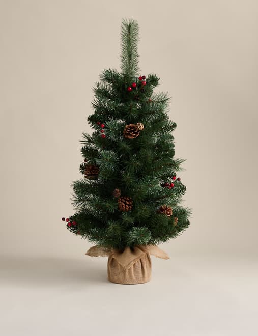 3ft Pre-Lit Berry Pine Christmas Tree