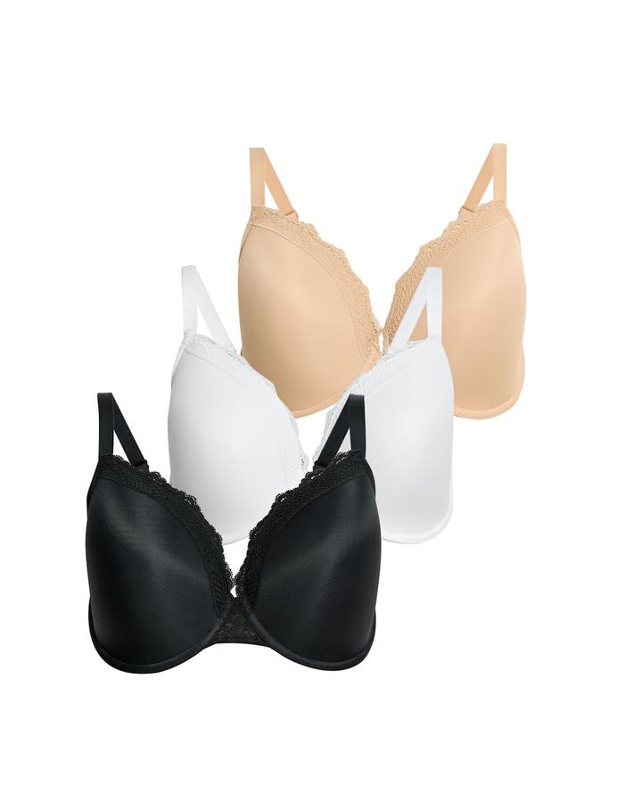 3 Pack Padded Wired Plunge Bras F-H