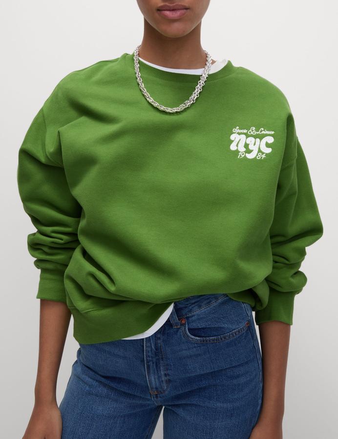 Pure Cotton Slogan Relaxed Sweat-shirt