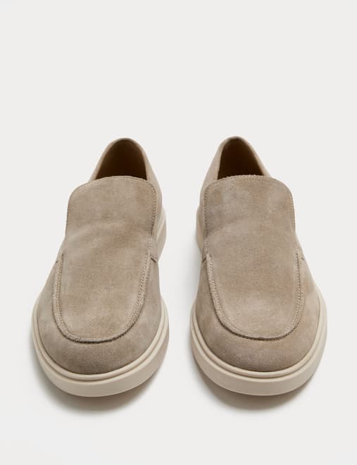 White Sole Suede Loafers