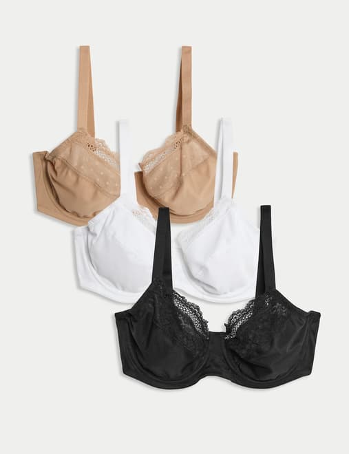 3pk Cotton Rich Non Wired T-Shirt Bras A-E