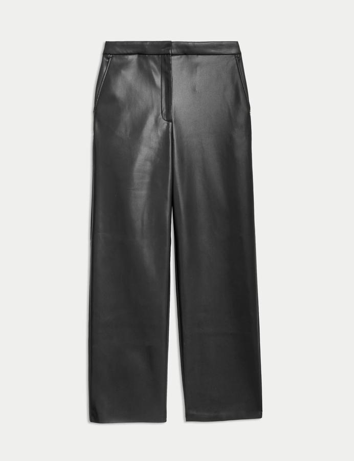 Leather Look Straight Leg Trousers