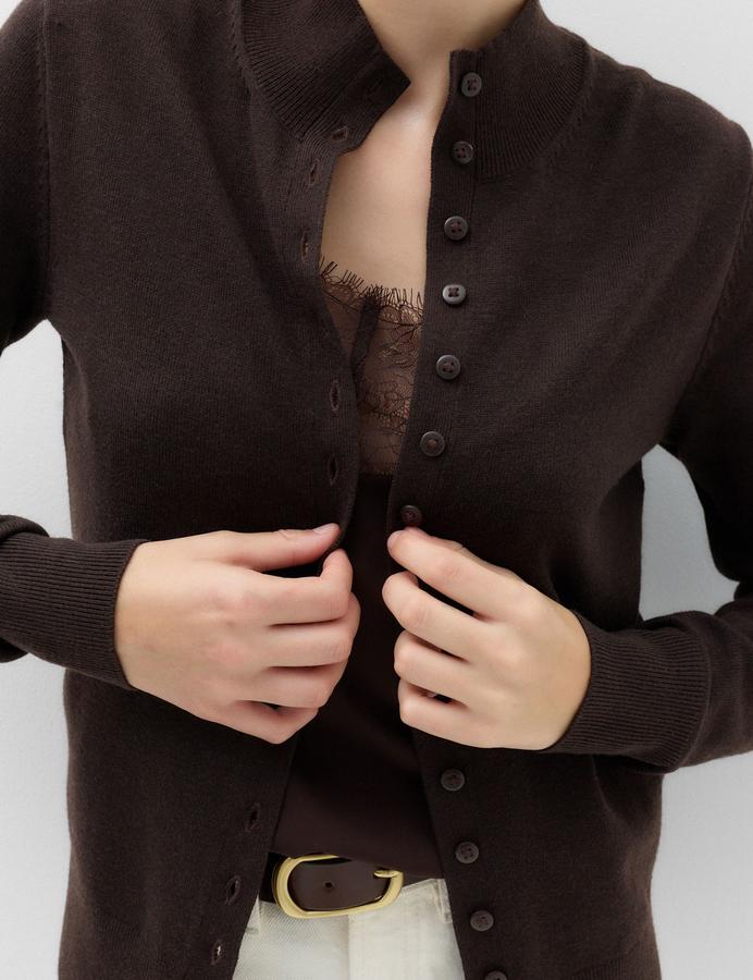Funnel Neck Slim Fit Cardigan