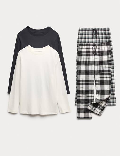 2 Pack Pure Cotton Checked Pyjama Sets (6-16 Yrs)