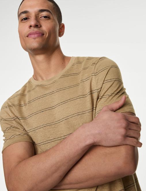 Pure Linen Striped T-Shirt
