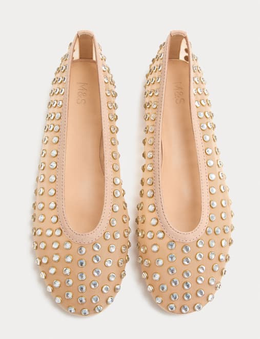 Gem Studded Flat Ballet Pumps