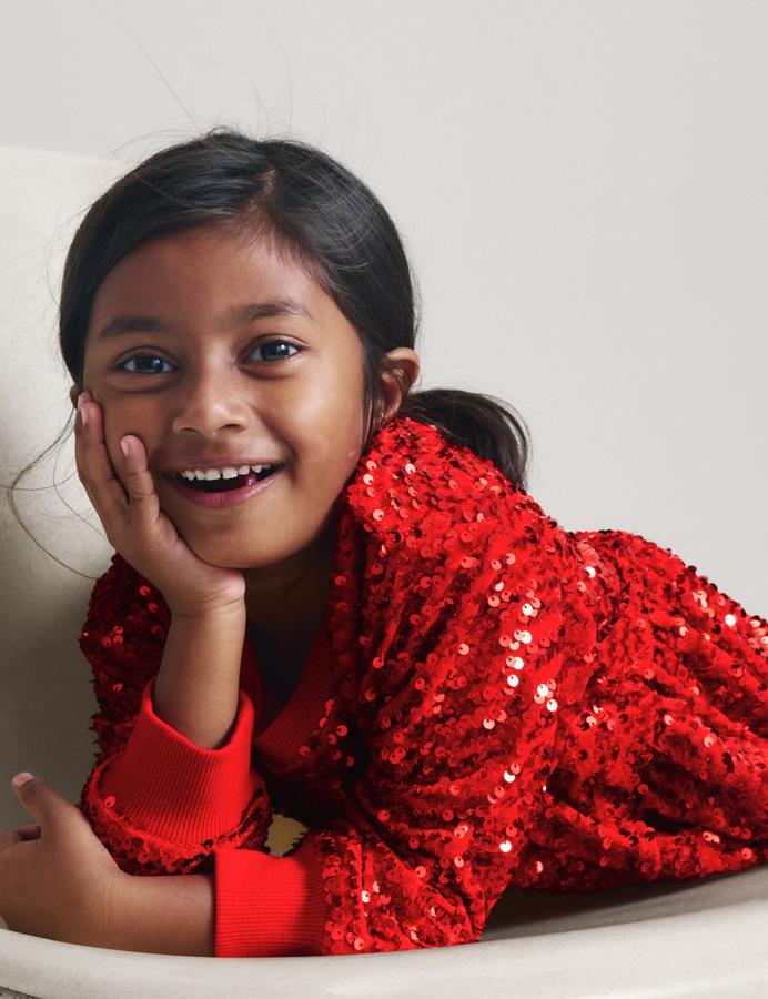 Sequin Round Neck Sweatshirt Dress (2-10 Yrs)