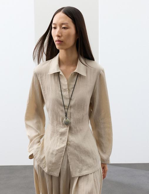 Lyocell Rich Textured Tie Detail Shirt
