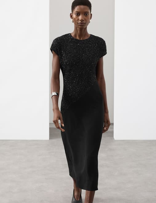 Beaded Midaxi Column Dress