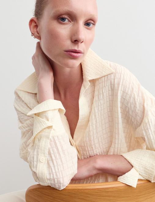 Lyocell Rich Plisse Relaxed Shirt