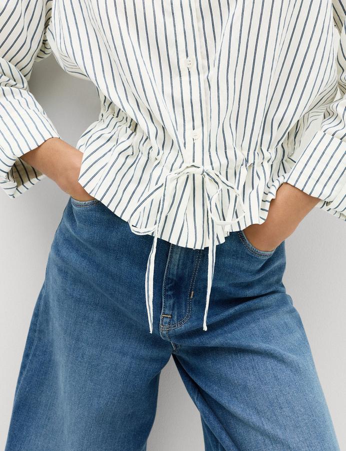 Striped Drawstring Waisted Shirt
