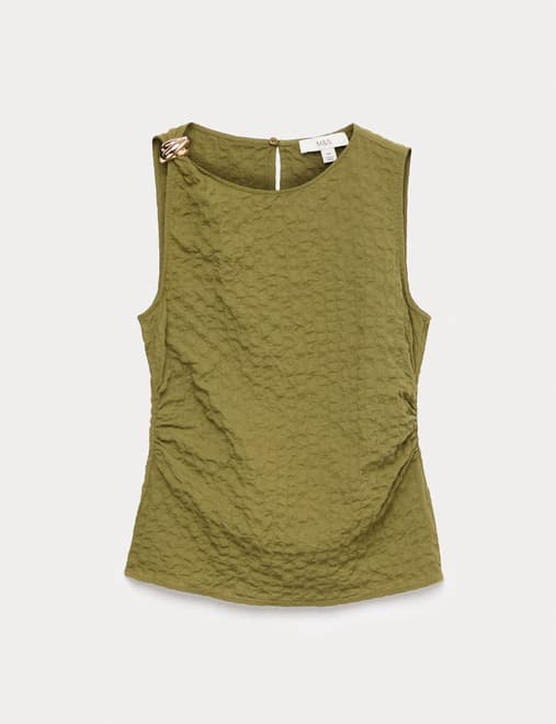 Cotton Rich Textured Hardware Detail Tank Top