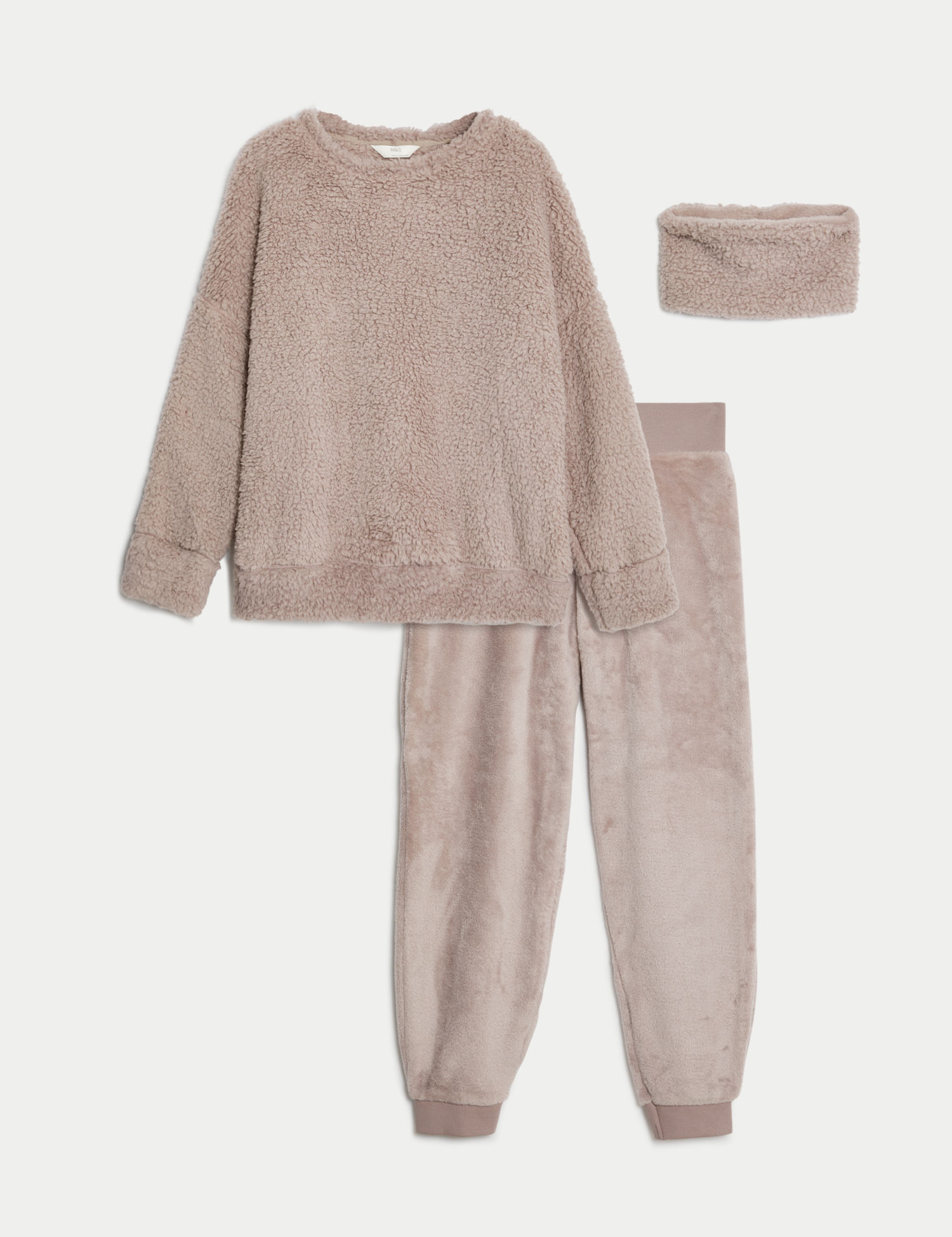 Borg and Fleece Lounge Set with Snood