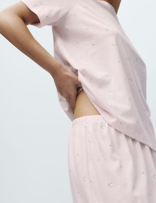 Cotton Rich Printed Cropped Pyjama Set