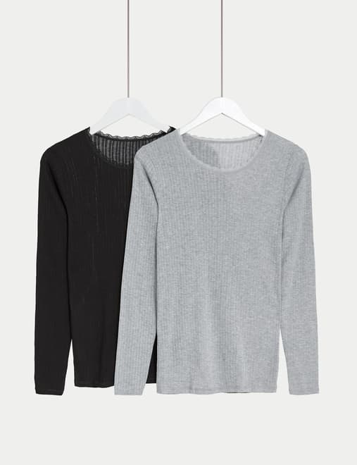 2pk Heatgen™ Thermal Light Long Sleeve Tops, M&S Collection