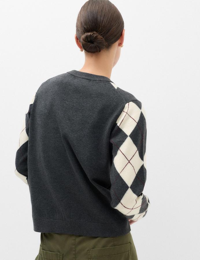 Air Yarn Argyle Crew Neck Jumper